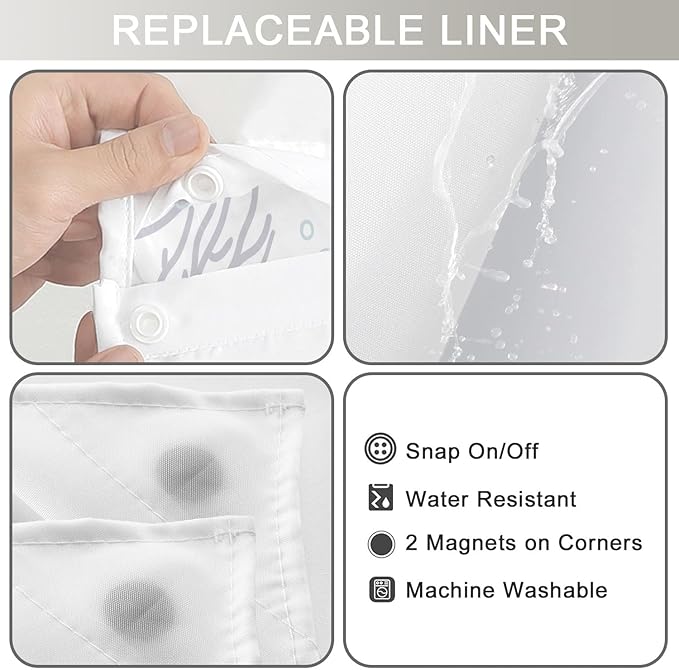 Extra Long No Hook Shower Curtain - Image 5