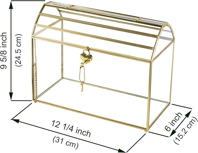 Wedding Card Box with Slot, 12.2'' Large Glass Card Boxes - Image 6