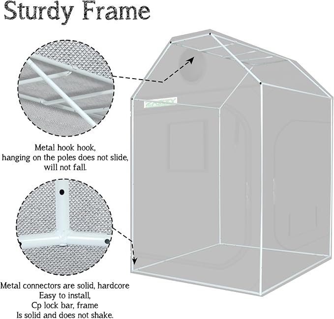zazzy Grow Tent 60"x60"x72" Roof Cube Plant Grow Tents - Image 7