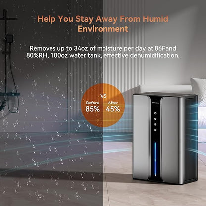 Home Dehumidifier with Drain Hose, 95oz Quiet dehumidifier - Image 3