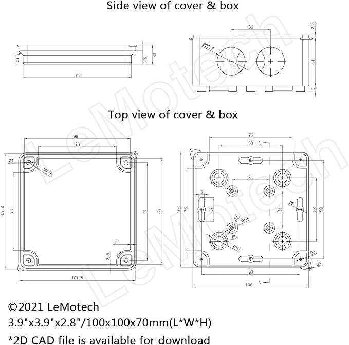 LeMotech ABS Plastic Dustproof Waterproof IP65 Junction Box Universal - Image 6