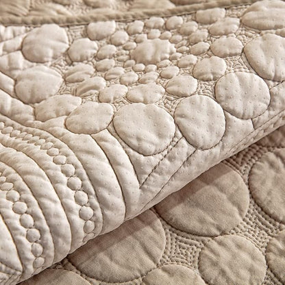 vctops Boho Circle Embroidery Couch Sofa Cover Solid Color Cotton Quilted - Image 5