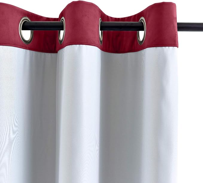 ChadMade Blackout Lined Premium Velvet Curtain Burgundy Red 72Wx96L Inch - Image 3