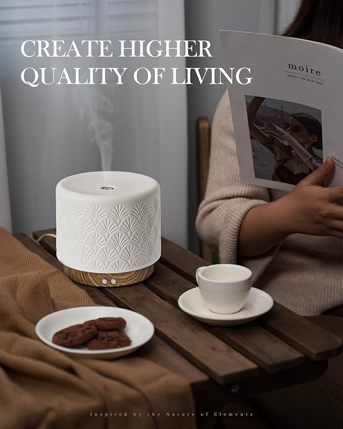 Essential Oil Diffuser, 280ml Ceramic Aromatherapy Diffuser - Image 2