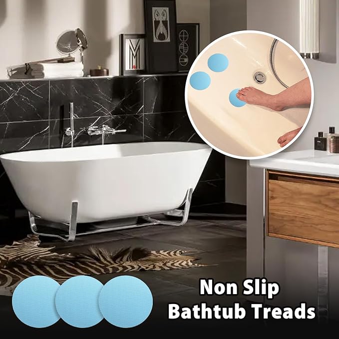 24 PCS Bathtub Non Slip Stickers Blue Adhesive Decals Round Shape Anti Slip - Image 3
