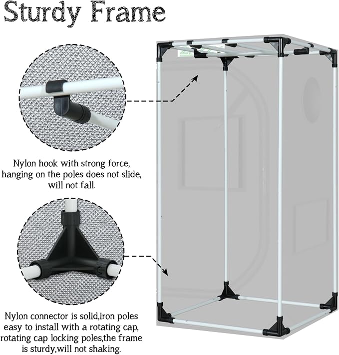 zazzy 2x2 Grow Tent 24"x24"x48"600D Mylar Hydroponic Indoor Plant Grow Tents - Image 7