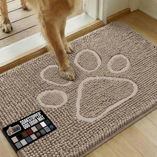 GORILLA GRIP SOAKSTOPPER Dog Door Mat, 36x24 Machine Washable Rug Absorbent by GorillaGrip