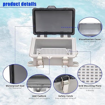 MAKERELE ABS Plastic Small Outdoor Waterproof Box Clear Hinged Shell Outdoor - Image 4
