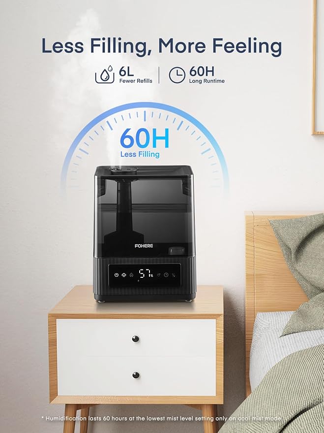 FOHERE Smart Humidifiers for Bedroom, 6L Warm and Cool Mist Quiet Humidifier - Image 3