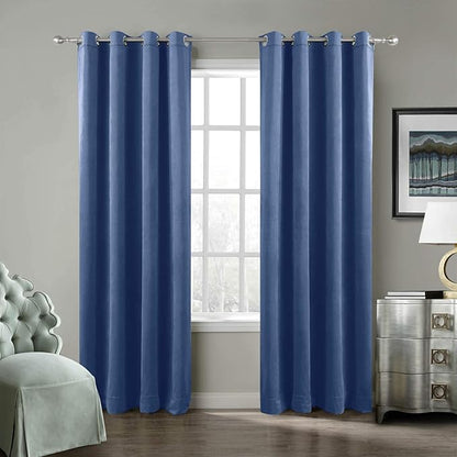 ChadMade Blackout Lined Premium Velvet Curtain Ocean Blue 72Wx84L Inch by ChadMade