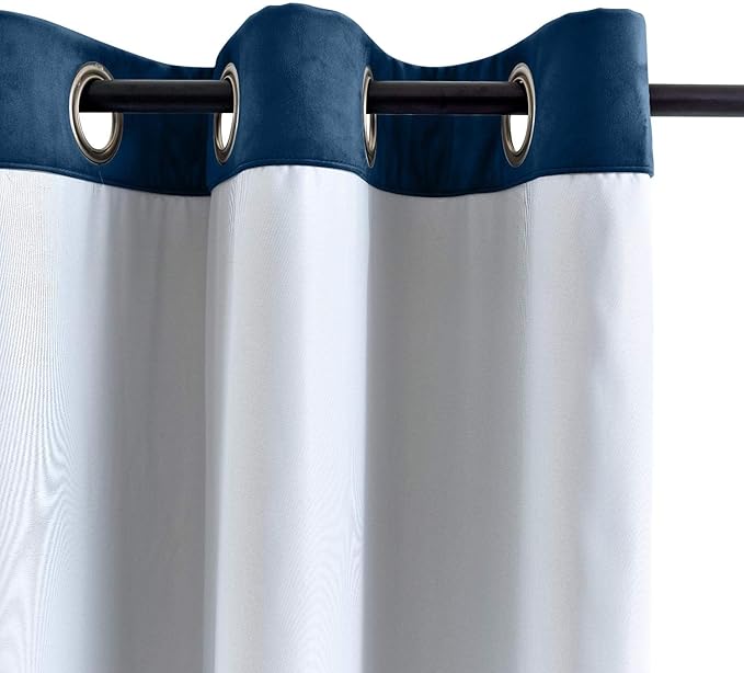 ChadMade Extra Long Blackout Lined Premium Velvet Curtain Sapphire Blue - Image 3