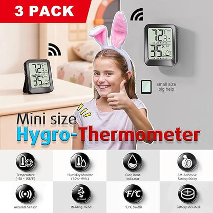 3 Pack Room Thermometer Indoor Hygrometer - Image 2