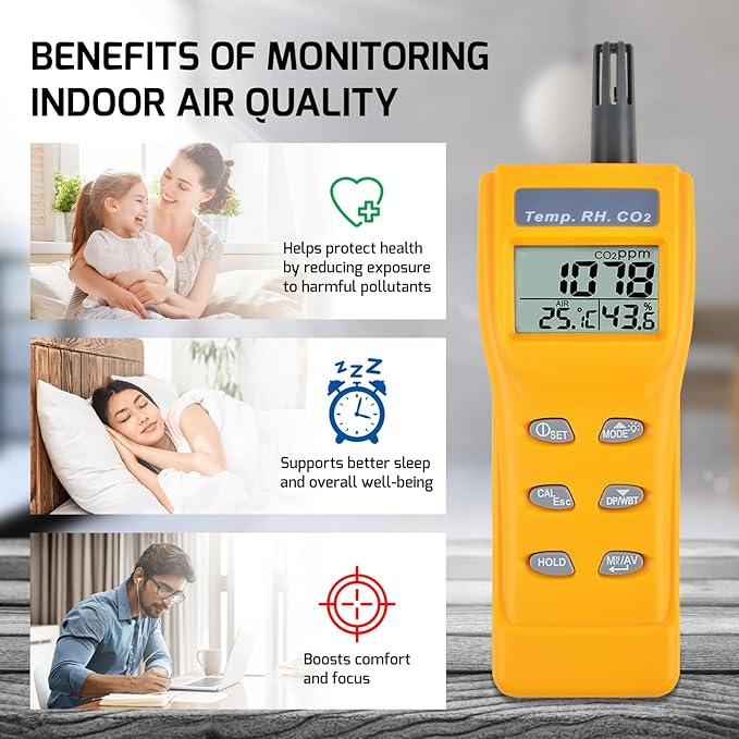 CO2 Meter Portable CO2 Detector Digital CO2 Monitor - Image 2