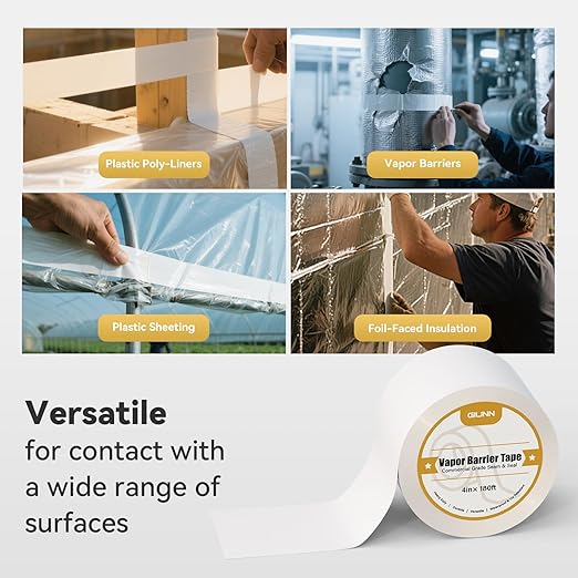 Vapor Barrier Tape 4 Rolls, 9 mil White polyethylene Tape, Moisture Sealing and - Image 5