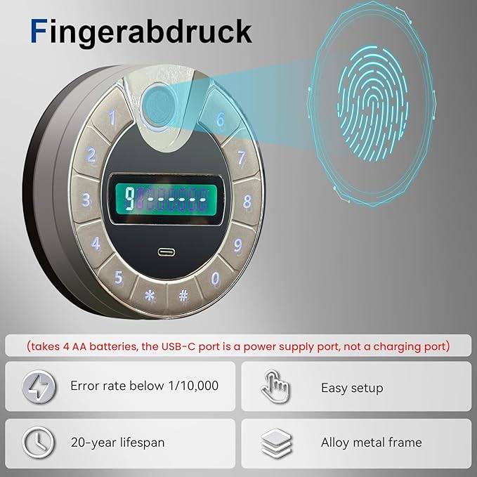 9.8 Cub Extra Large Biometric Waterproof Fireproof Safe - Image 6