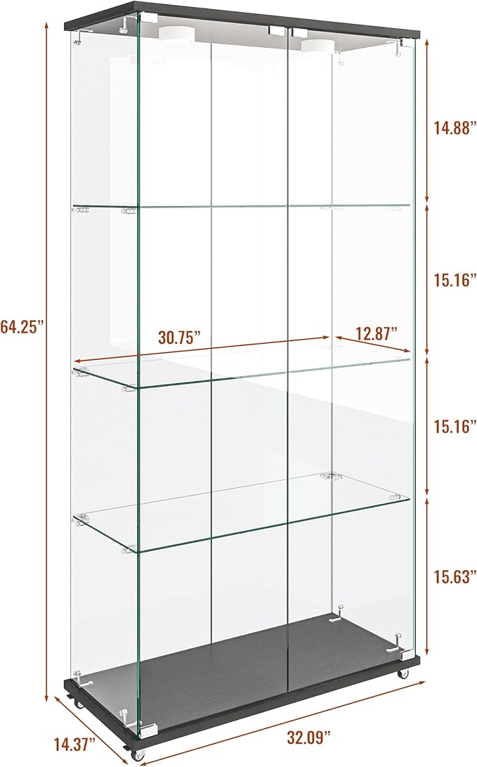 Yoluckea 4-Tier Glass Display Cabinet - Image 2