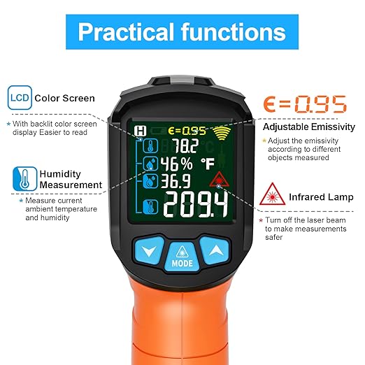 MESTEK Infrared Thermometer Gun, Non Contact Digital Laser Thermometer - Image 4