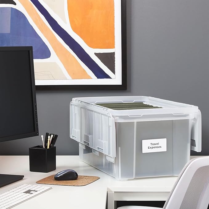 STAPLES Hanging File Folder Box, Storage Bin Organizer, Wing Lid, Letter Size - Image 7