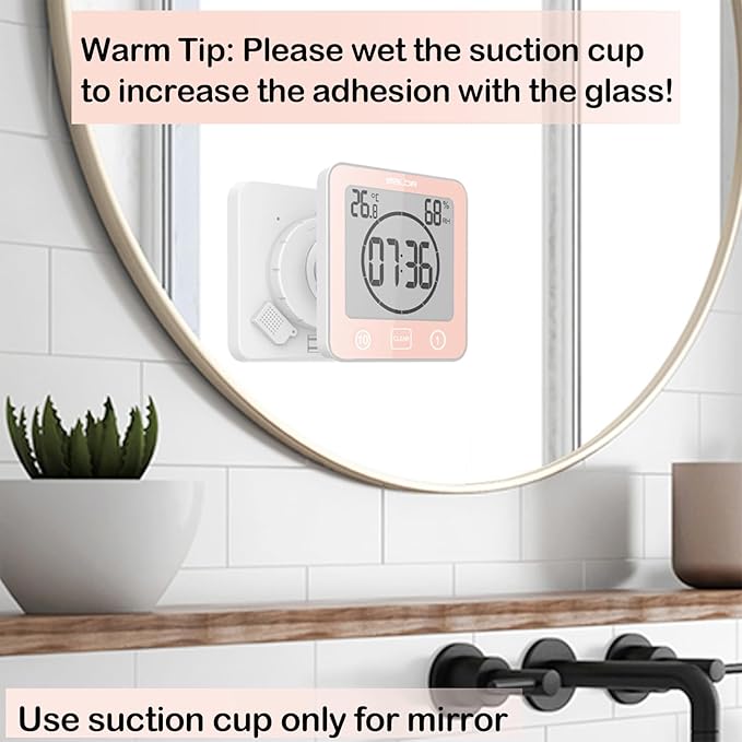 Waterproof Bathroom Wall Clock and Timer, Digital Water Resistant Hanging Timer - Image 2