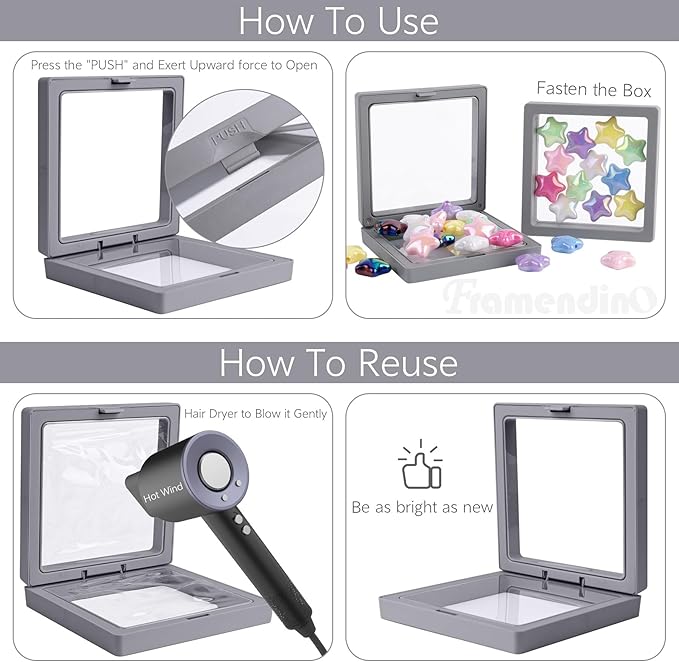 Framendino, 20 Pack Grey 3D Floating Frame Display Case Challenge Coin Holder - Image 4