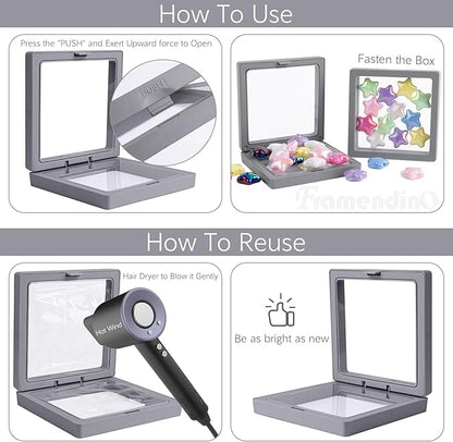 Framendino, 20 Pack Grey 3D Floating Frame Display Case Challenge Coin Holder - Image 4