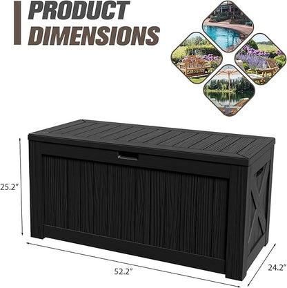 JUMMICO 120 Gallon Resin Deck Box, Large Outdoor Storage Box Waterproof & - Image 7