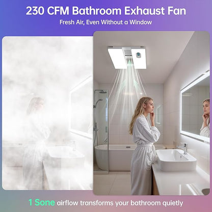 Bathroom Exhaust Fan with Heater, 230 CFM Quiet Ceiling Fan with 3 Dynamic RGB - Image 2