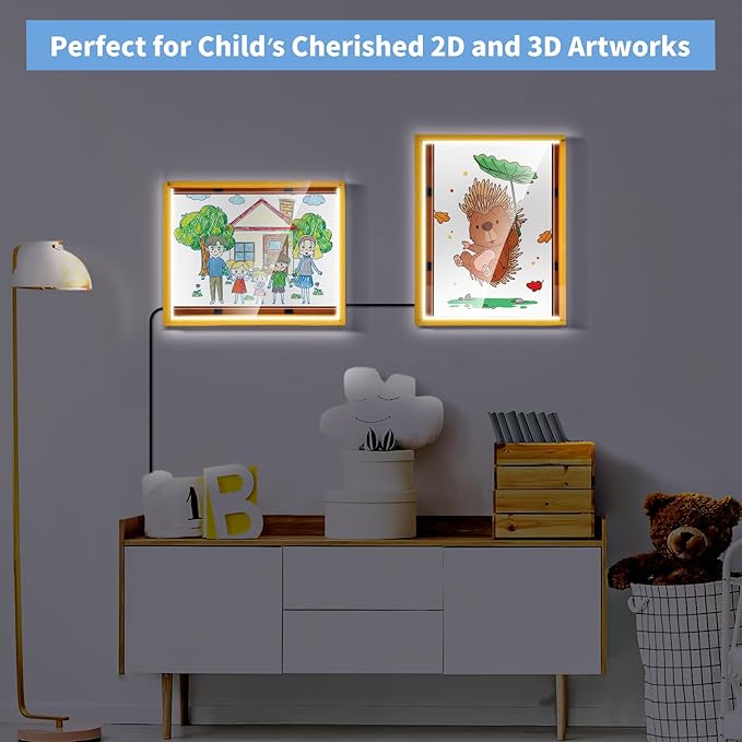 Artwork Shadow Box with LED Light Dimmable Changeable Picture Display & Storage - Image 3