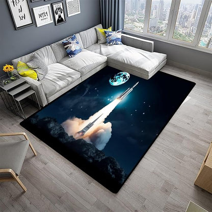 Broadloom, Rocket Liftoff Pattern Printing Lightweight Area Rugs Fade Resistant - Image 2