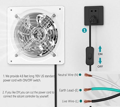 8 Inch Metal Exhaust Fan With Switch - Image 5