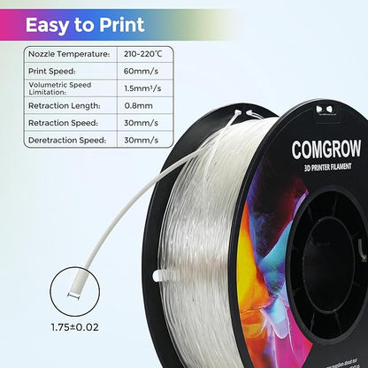 Comgrow TPU Filament 1.75, Flexible 95A Soft 3D Printing Filament fit Most 3D - Image 2
