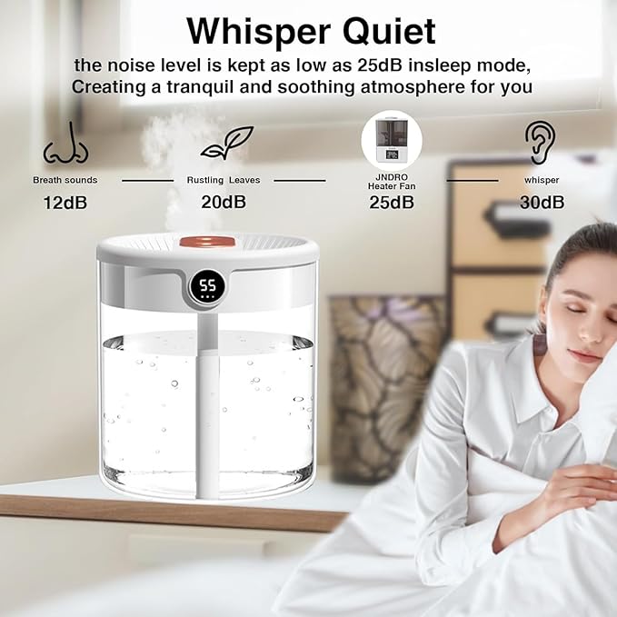 Dreamzy Humidifier for Large Room Cool Mist Bedroom Desktop Double Nozzle Cool - Image 3