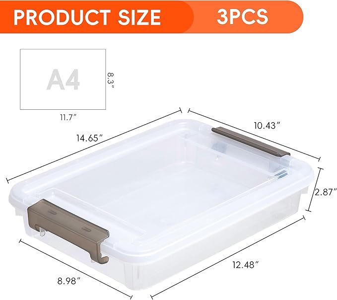 3 PCS Plastic Storage Bins - Image 2