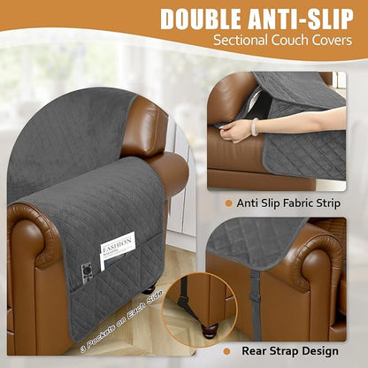 Arfntevss Waterproof Sectional Couch Covers L Shape Washable Velvet Sofa Cover - Image 4