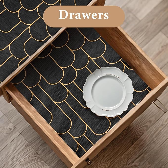 Shelf Liners for Kitchen Cabinets Drawer Liner 23.6in x 20FT Non Adhesive Black - Image 3