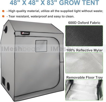 48"x48"x83" Grow Tent Kit, Indoor Grow Tent Complete System High Reflective - Image 4