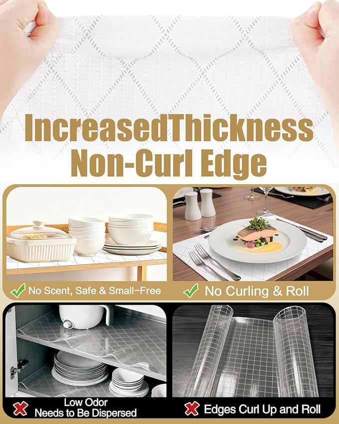 Shelf Liners for Kitchen Cabinets Non-Adhesive 12in x 20FT, Non-Slip Thickened - Image 4