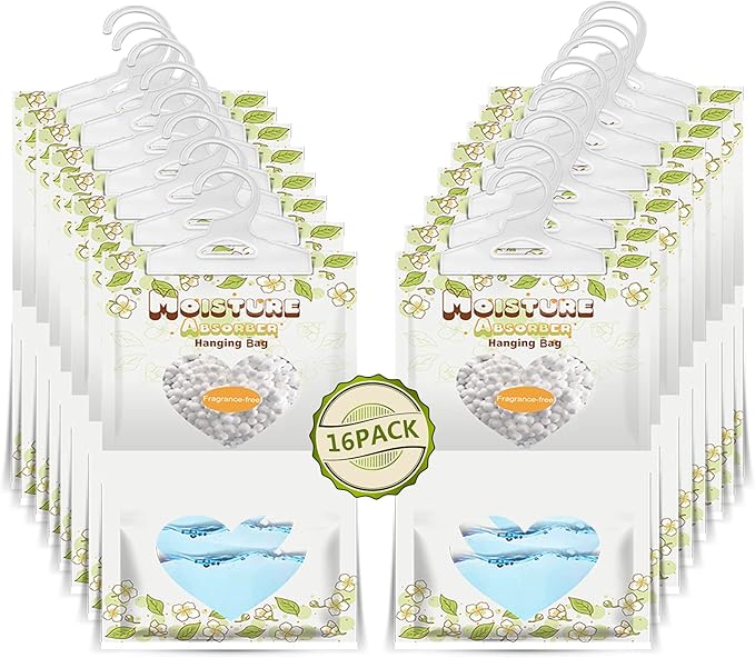 16 Pack Moisture Absorber Hanging Bags, 220g/Pack Fagrance Free Moisture Bag by ZSPENG