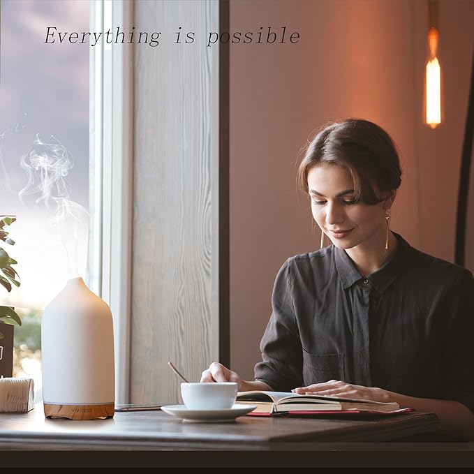 VIVITEST Aromatherapy Diffuser, 250ML Ceramic Ultrasonic Essential Oil Diffuser - Image 2