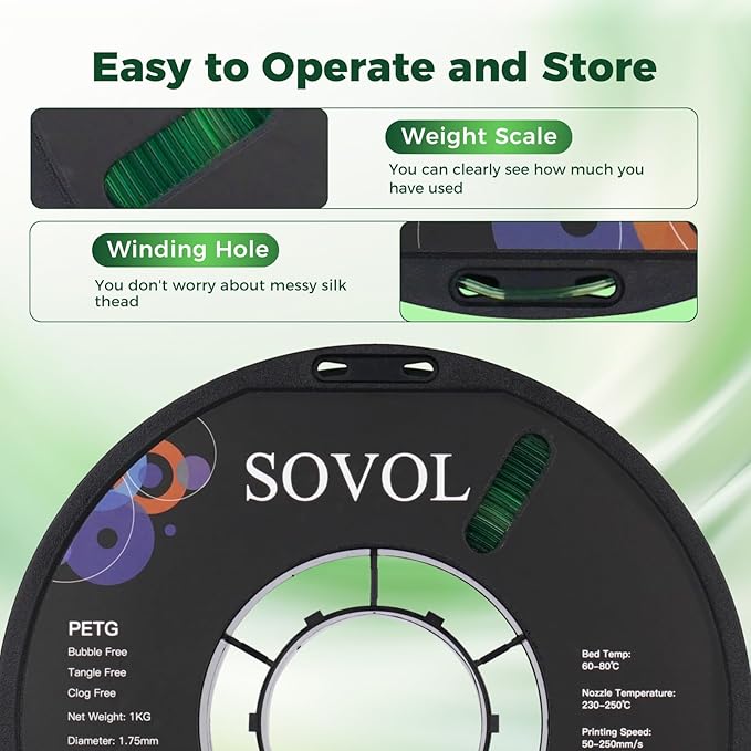 Sovol 3D Printer PETG Filament 1.75mm, Gradient Multicolors Filaments Material - Image 7