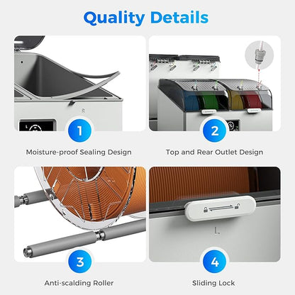 Creality Filament Dryer 4 Spools, Space Pi X4L Filament Storage Box, Dual - Image 8