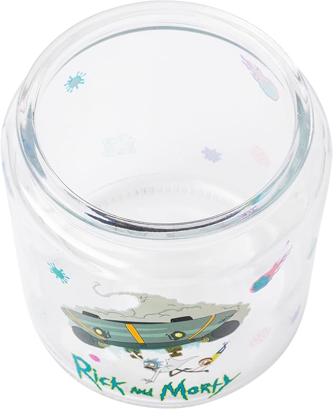 Silver Buffalo Rick and Morty Falling Out of Ship Glass Cookie Snack Candy Jar - Image 3