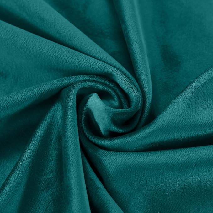 ChadMade Extra Long Blackout Lined Premium Velvet Curtain Everlade Teal - Image 6