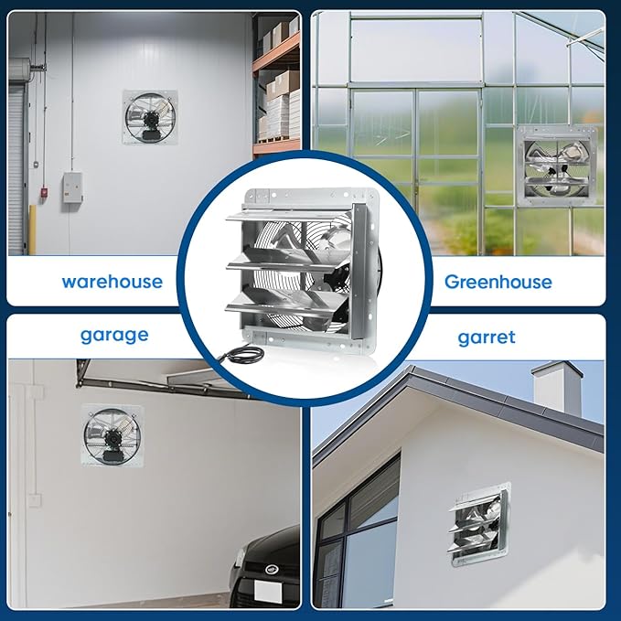 KEN BROWN 12 Inch Shutter Exhaust Fan, Gable Vent Fan, Wall Mount Ventilation - Image 7