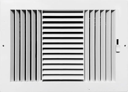 Three-way plastic side wall/ceiling register in white 12"w X 8"h by KumpelAire