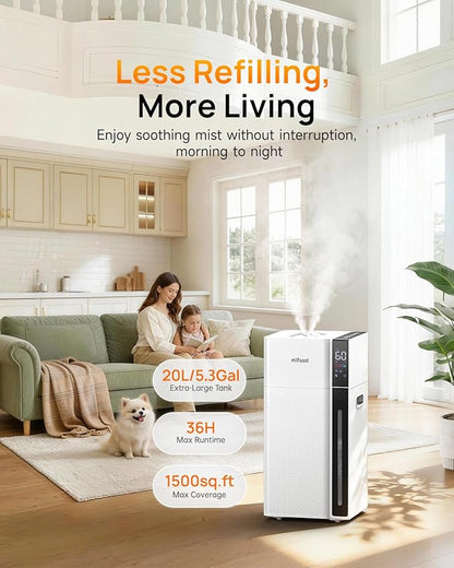 Mifasol Humidifier Large Room, 5.3Gal/20L Warm & Cool Mist Humidifiers - Image 3
