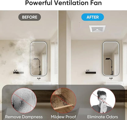 10 Inch Bathroom Exhaust Fan, 160 CFM 1.0 Sones Square Ultra Quiet Bathroom - Image 6