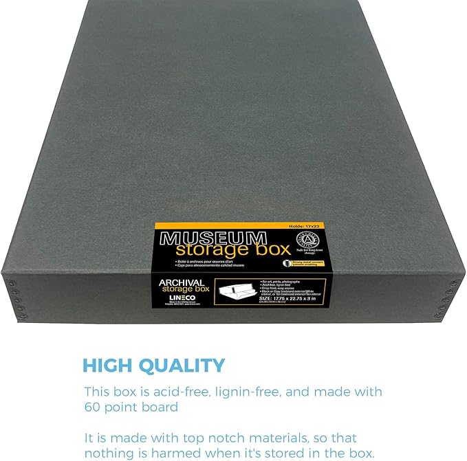 Lineco Museum Archival Storage Box, 17.75x22.75x3 in. Drop Front Design. - Image 6