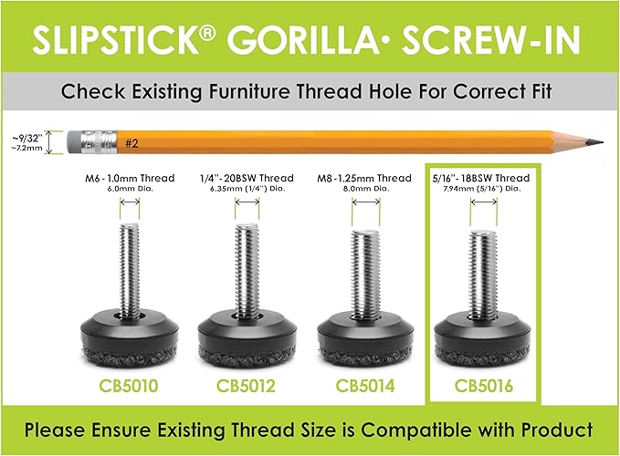Slipstick Gorilla Outdoor Adjustable Furniture Levelers Weatherproof Screw in - Image 6