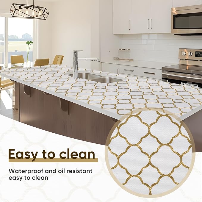 Shelf Liners Cabinet Liner Drawer Liner 12in X 6.5ft Gold Non Adhesive Strong - Image 5